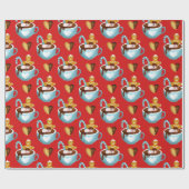 Christmas Mugs with Hot Chocolate and Cookies Cadeaupapier (Vlak)