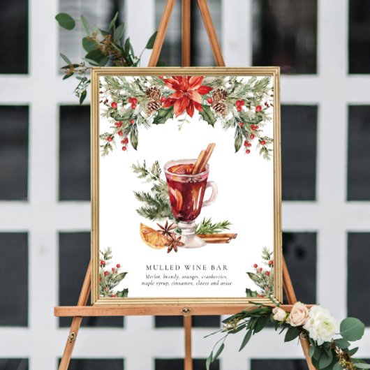 Christmas Mulled Wine Bar Signature Drink Sign Poster