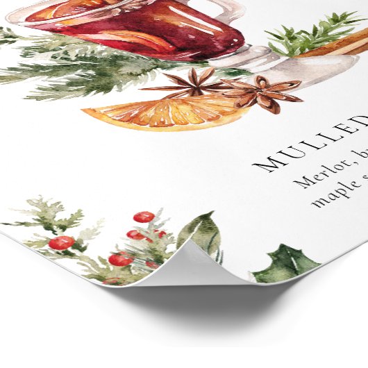 Christmas Mulled Wine Bar Signature Drink Sign Poster (Hoek)
