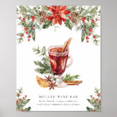 Christmas Mulled Wine Bar Signature Drink Sign Poster (Voorkant)