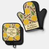 Christmas mulled wine spicy Light Yellow Ovenwant & Pannenlap Set (Voorkant / Achterkant)