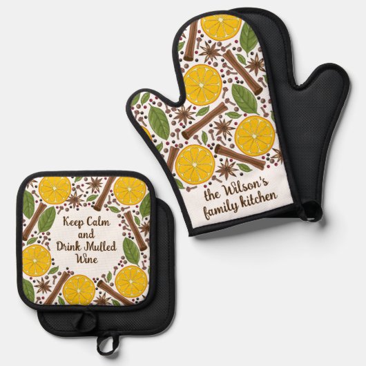 Christmas mulled wine spicy  ovenwant & pannenlap set (Voorkant / Achterkant)