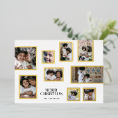 Christmas Multi Photo Collage Merry Christmas Gold Folie Feestdagenkaart (Staand Voorkant)