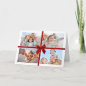 CHRISTMAS MULTI PHOTO modern gift red ribbon bow Bedankkaart (Voorkant)