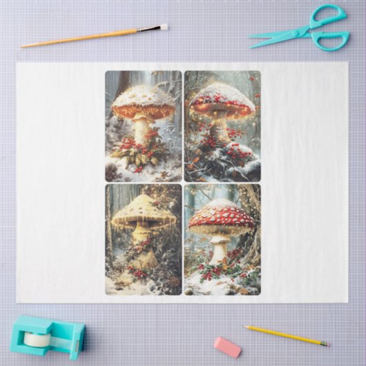 Christmas Mushroom Four Square Tissuepapier (Craft)