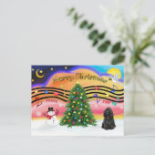 Christmas Music 2 - Cocker Spaniel (zwart) Feestdagenkaart (Staand voorkant)