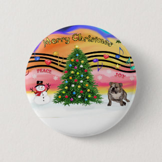 Christmas Music 2 - Engelse Bulldog (brindle 4) Ronde Button 5,7 Cm