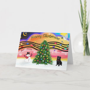 Christmas Music 2 - Pug (zwart) Feestdagen Kaart