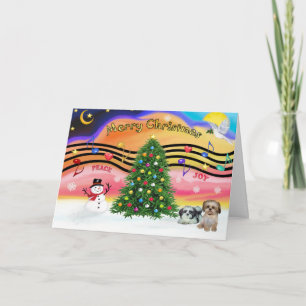 Christmas Music 2 - Shih Tzu (twee) Feestdagen Kaart