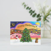 Christmas Music 2 - Teckel (langharige sabelblad) Feestdagenkaart (Staand voorkant)
