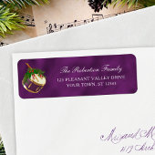 Christmas Music Drum Purple Return Address Etiket