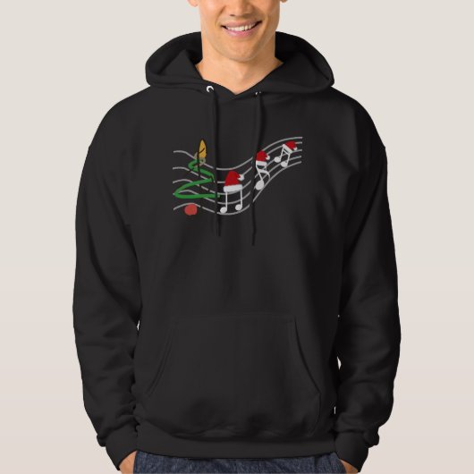 Christmas Music Notes Santa Hat Treble Clef  Hoodie (Voorkant)