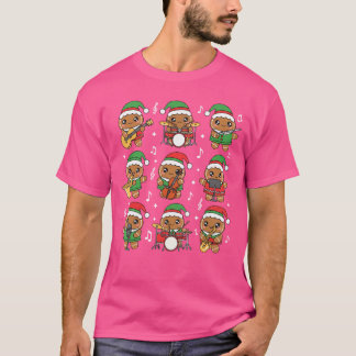 Christmas Musiceacher Gingerbread Playing Musical  T-shirt