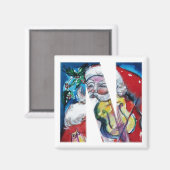 CHRISTMAS N BRIEF / SANTA MET VIOLIN MONOGRAM MAGNEET (Voorkant / Achterkant)