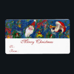 CHRISTMAS NACHT / SANTA CLAUS MET TOYS ETIKET<br><div class="desc">Colorful,  whimsical and artistic acrylverf voor Kerstmis door Bulgan Lumini c.</div>