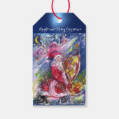 CHRISTMAS NACHT/SANTA CLAUS PLAYING HARP Red Blue Cadeaulabel (Achterkant)