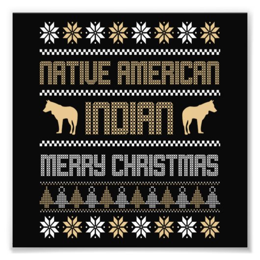 Christmas Native American Indian Merry Xmas Holida Foto Afdruk (Voorkant)