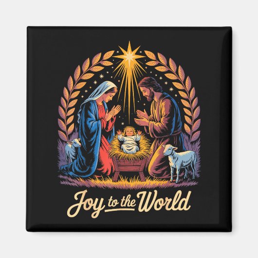 Christmas Nativity Christian Birth Of Jesus Joy To Magneet (Voorkant)