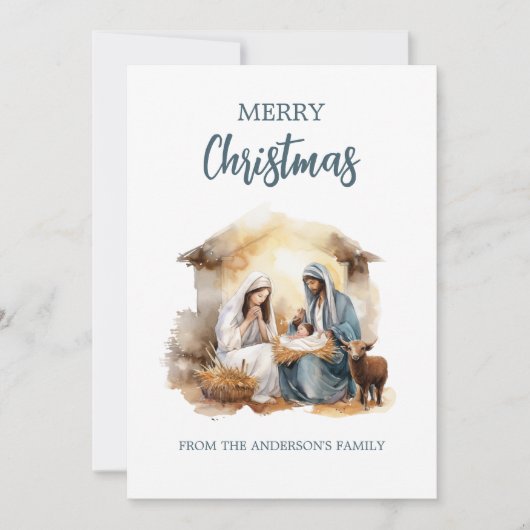 Christmas Nativity Greeting Card - Holy Family Feestdagenkaart (Voorkant)