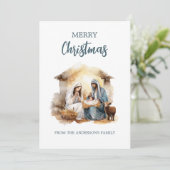 Christmas Nativity Greeting Card - Holy Family Feestdagenkaart (Staand voorkant)