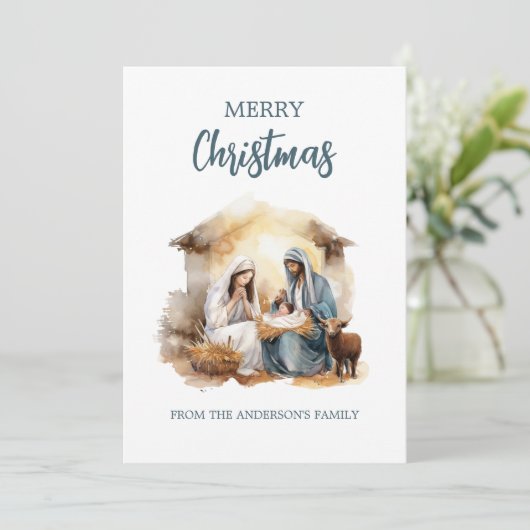 Christmas Nativity Greeting Card - Holy Family Feestdagenkaart (Staand voorkant)