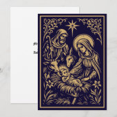 Christmas Nativity in Retro Art Nouveau Woodcut Feestdagenkaart (Voorkant / Achterkant)