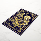 Christmas Nativity in Retro Art Nouveau Woodcut Folie Feestdagenkaart (Gedraaid)