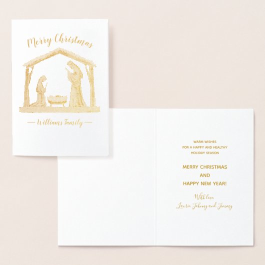 Christmas Nativity Manger familienaam Folie Kaarten (Display)