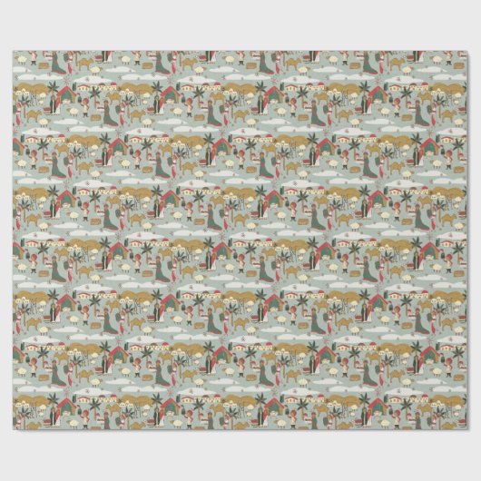 Christmas Nativity Plus Wise Men Cadeaupapier (Vlak)