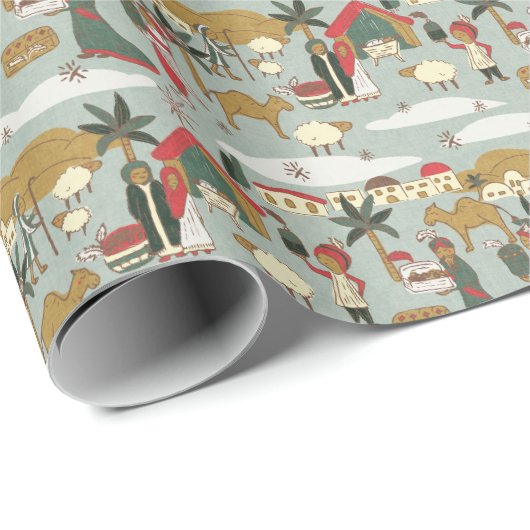 Christmas Nativity Plus Wise Men Cadeaupapier (Rol Hoek)