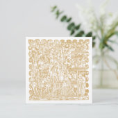 Christmas Nativity Renaissance Era Woodcut Feestdagenkaart (Staand voorkant)