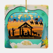 Christmas Nativity Scene 3D | Religious Holiday  Keramisch Ornament (Achterkant)