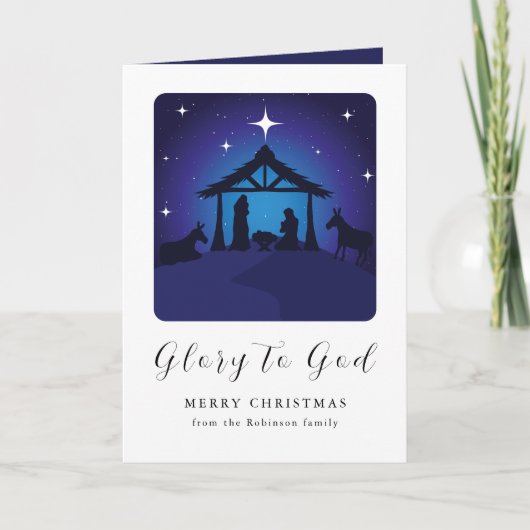 Christmas Nativity Scene Glory to God Feestdagen Kaart (Voorkant)
