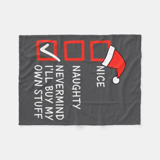 Christmas Naughty Or Nice Checklist - Nevermind I' Fleece Deken (Voorkant (Horizontaal))