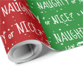 Christmas NAUGHTY or NICE Text With Snowflakes Cadeaupapier (Rol Hoek)