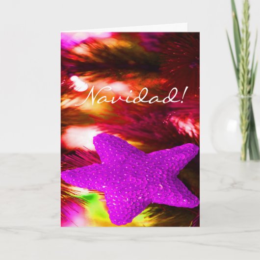 Christmas Navidad Paarse Ster III Feestdagen Kaart (Voorkant)