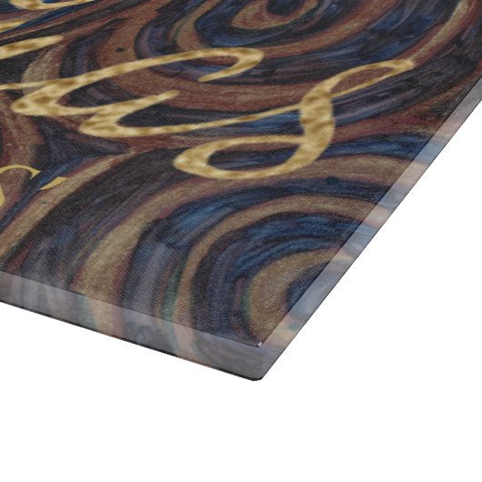 Christmas Navy and Gold Swirls Snijplank (Hoek)