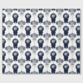 Christmas Navy Bow Velvet Pattern Cadeaupapier (Vlak)