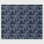 Christmas Navy Bow Velvet Pattern Cadeaupapier (Vlak)