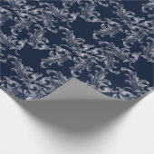 Christmas Navy Bow Velvet Pattern Cadeaupapier (Hoek)