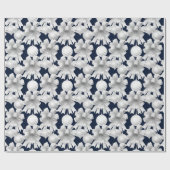 Christmas Navy Bow Velvet Pattern Cadeaupapier (Vlak)