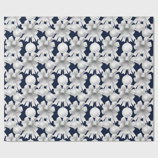 Christmas Navy Bow Velvet Pattern Cadeaupapier (Vlak)