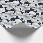 Christmas Navy Bow Velvet Pattern Cadeaupapier (Hoek)