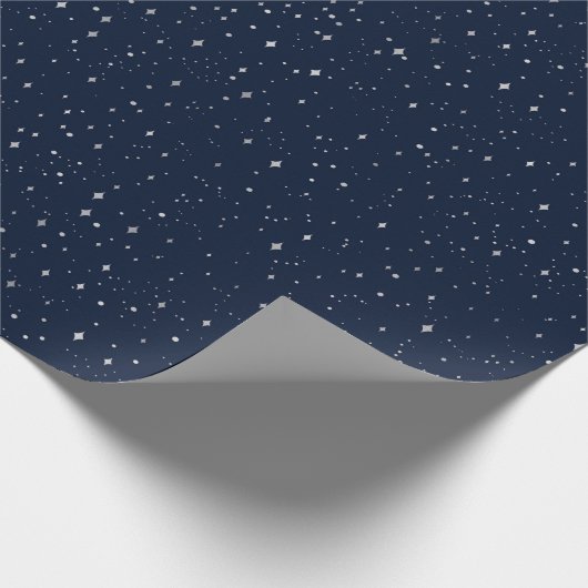 Christmas Navy Bow Velvet Pattern Cadeaupapier (Hoek)
