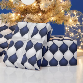 Christmas Navy Bow Velvet Pattern Cadeaupapier