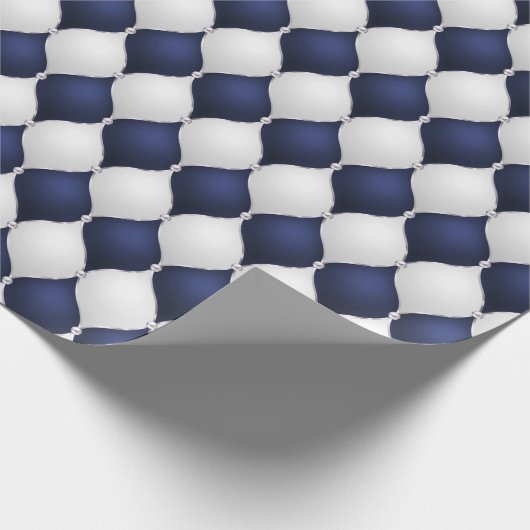 Christmas Navy Bow Velvet Pattern Cadeaupapier (Hoek)