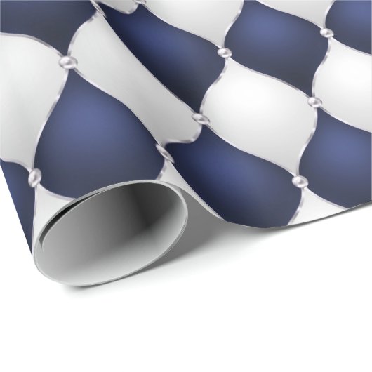 Christmas Navy Bow Velvet Pattern Cadeaupapier (Rol Hoek)