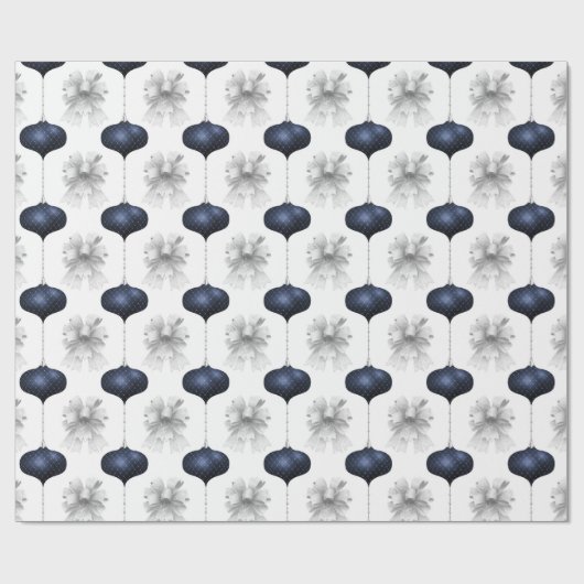 Christmas Navy Bow Velvet Pattern Cadeaupapier (Vlak)