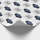 Christmas Navy Bow Velvet Pattern Cadeaupapier (Hoek)