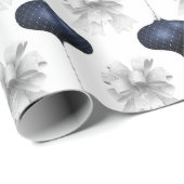 Christmas Navy Bow Velvet Pattern Cadeaupapier (Rol Hoek)